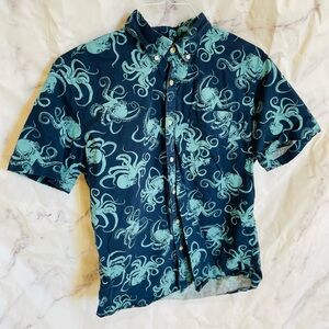 Men’s octopus button down dress shirt comes with free dark blue duck